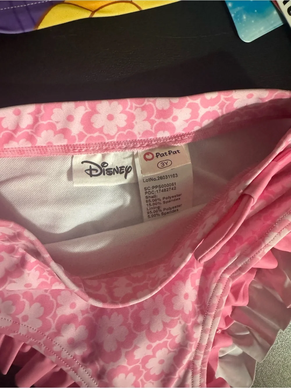Disney Princess & Floral Print, Girl’s 3Y, Rashguard & Swimsuit Set. New.